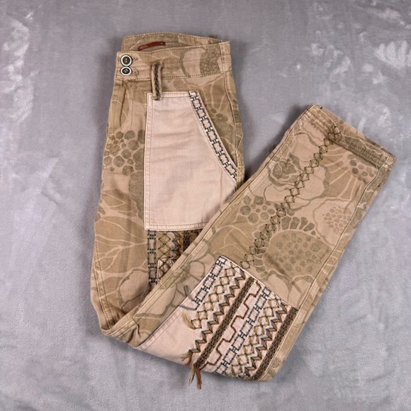 Pilcro and the Letterpress Pants - Anthropologie Pilcro The Camp Wanderer Patchwork Embroidered Pants Size 26